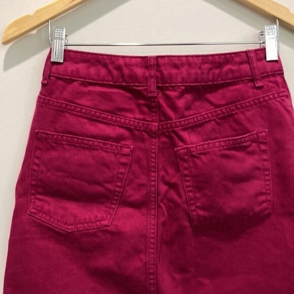 TOPSHOP Moto Dark Pink Jean Denim Skirt 4 - Picture 6 of 10